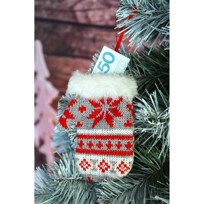 Zawieszka rękawiczka na prezenty - szara 12 cm