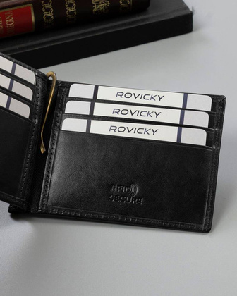 Skórzana banknotówka, portfel Rovicky Czarny