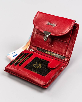 Skórzany portfel damski z ozdobnym zapięciem