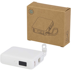 Acrux powerbank do tabletu o pojemności 10 000 mAh i mocy 35 W z wbudowanym kablem typu C - wykonany z tworzyw sztucznych pochodzących z recyklingu.