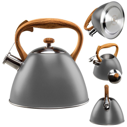 Czajnik stalowy tradycyjny z automatycznym gwizdkiem szary 3 l