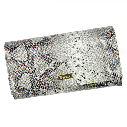 Portfel damski skórzany PELLUCCI SN-102 RFID popiel + pomarańcz