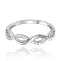 MINET Pierścien srebrny z białą cyrkonią wielkość 17