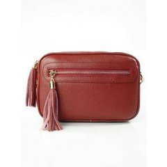 Frędzelki duża skórzana listonoszka Vera Pelle Bordowa  VP99R2