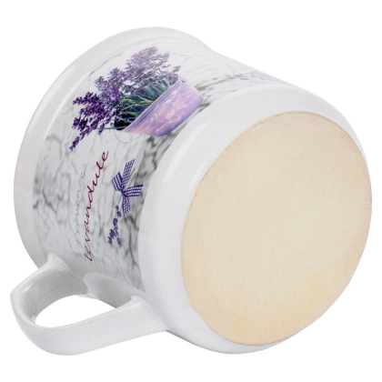 Kubek ceramiczny z uchem / garnuszek do podgrzewania lawenda 650 ml