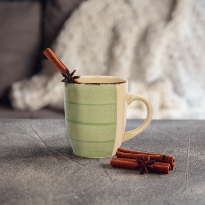 Kubek ceramiczny z uchem do picia kawy herbaty OIL GREEN 355 ml