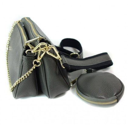 Listonoszka ,przewieszka 3w1 ,Vera Pelle ,złote okucia ,szeroki pasek , A5 Szara VP791G