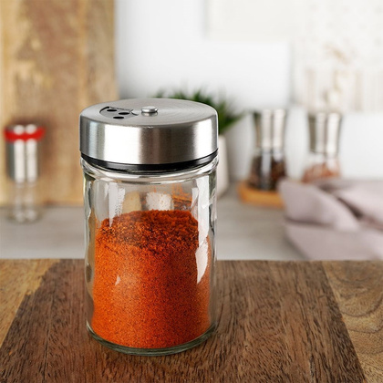 Pojemnik szklany na przyprawy z dozownikiem 100 ml