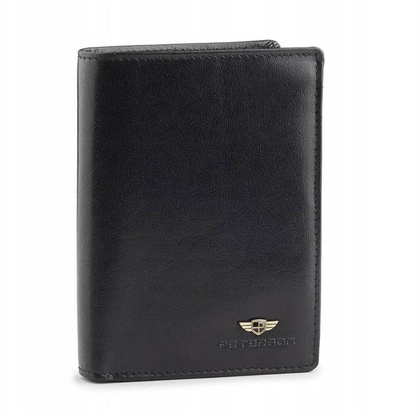 Duży portfel męski czarny ze skóry naturalnej, bez zapięcia