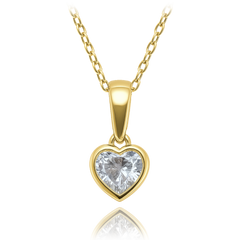 MINET Dziecięcy złoty naszyjnik serca z białym cyrkonem Au 585/1000 1,90g
