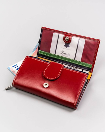 Stylowy portfel z kolorowej skóry naturalnej