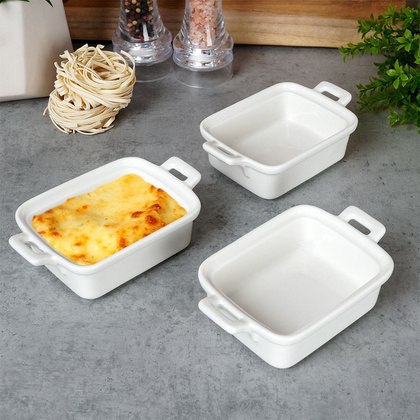 Miseczki do zapiekania porcelanowe prostokątne 3 szt. 160 ml