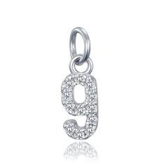 MINET Wisiorek srebrny cyfry "9" z cyrkoniami