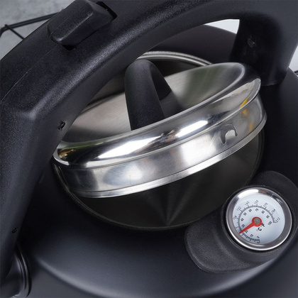 Czajnik z gwizdkiem termometrem stalowy czarny 3 l