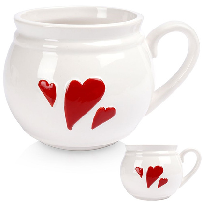 Kubek ceramiczny biały serce 800 ml