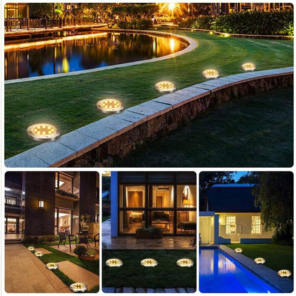 lampa solarna 8 LED SMD do wbicia w podłoże kpl. 4 szt.