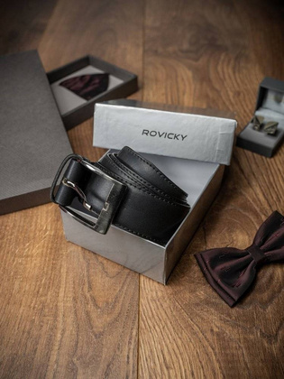 Błyszczący, szeroki pasek męski ze skóry naturalnej 105cm czarny