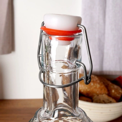 Butelka szklana zdobiona na alkohol wino nalewkę likier syrop sok z korkiem klipsem 1,1 l