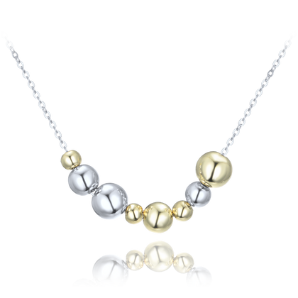 MINET Elegancki srebrny naszyjnik z srebrnymi i pozłacanymi kulkami