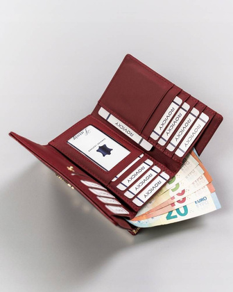 Skórzany portfel damski na bigiel i zatrzask