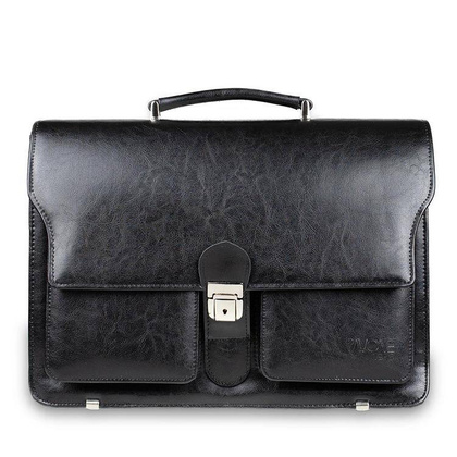 Skórzana teczka męska na ramię laptopa czarna - Pavone Nero Treviso 2232 BL