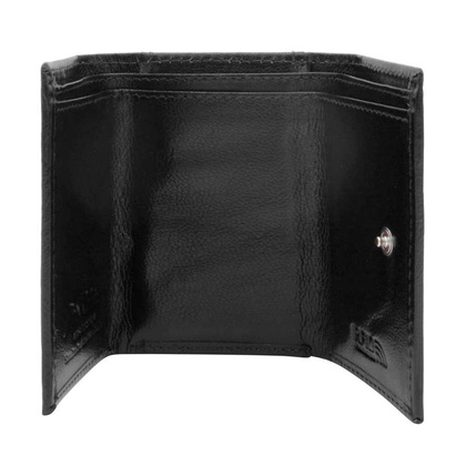 Maly skorzany portfel damski na zatrzask