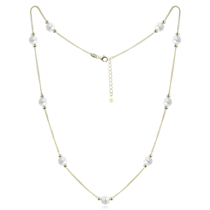MINET Pozłacany srebrny naszyjnik z naturalnymi perłami