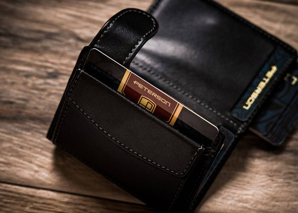 Skórzany portfel męski z zewnętrzną portmonetką