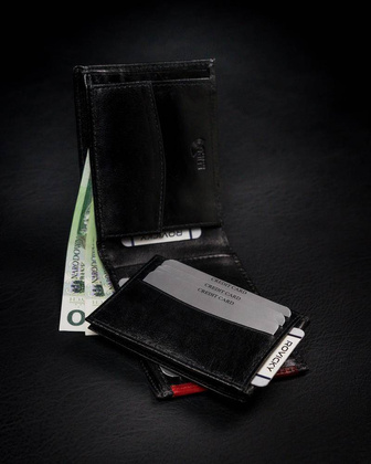 Portfel męski z naturalnej skóry licowej z wyjmowanym etui na karty