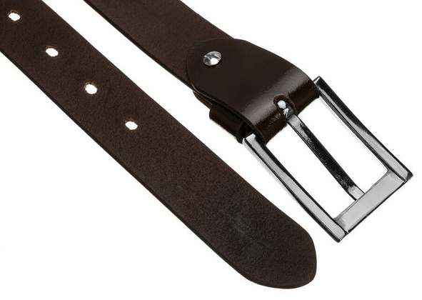 Zdobiony pasek meski z lakierowanej skory naturalnej licowej