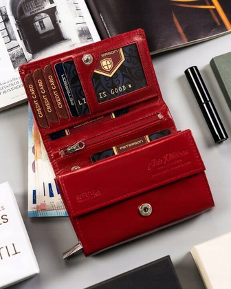 Zestaw prezentowy maly skorzany portfel damski brelok i dlugopis