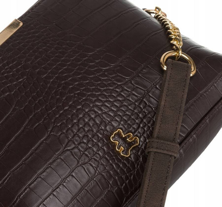 Listonoszka damska ze skory ekologicznej z tloczeniem na wzor skory krokodyla