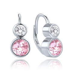 MINET Eleganckie srebrne kolczyki z białymi i niebieskimi i różowymi cyrkoniami