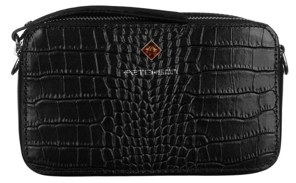 Skórzana listonoszka damska z tłoczeniem na wzór skóry krokodyla