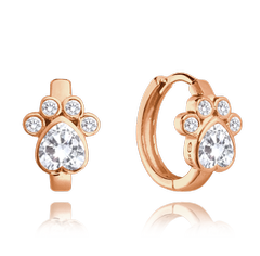 MINET Rose gold kolczyki srebrne ŁAPY z białymi cyrkoniami