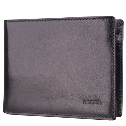 Portfel męski skórzany KEMER M 23 Czarny - min. zamówienie 20 / 50 / 100 szt.