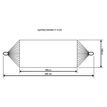 Hamak bez drążka classic 2 osobowy 200 x 150 cm szary stalowy