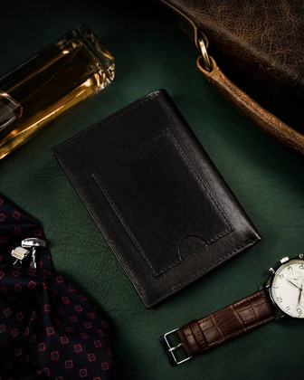 Skorzany portfel meski bez zapiecia zewnetrznego