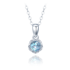 MINET Naszyjnik srebrny kwiat z niebieską cyrkonią