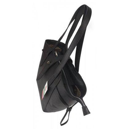 Pakowna włoska torebka skórzana na ramię mieści A4 ,Vera Pelle , Czarna BKL25N