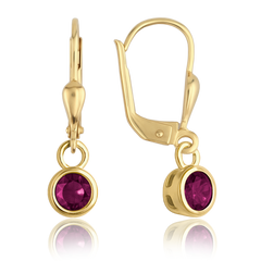 MINET Eleganckie złote kolczyki z bordowymi cyrkoniami Au 585/1000 1,80g