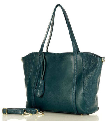 Shopper bag skórzana torebka na ramię trapez - MARCO MAZZINI szmaragdowa zieleń - min. zamówienie 20 / 50 / 100 szt.