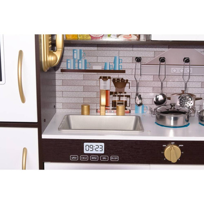 KUCHNIA DREWNIANA DLA DZIECI LAMPKA LED 80x24x80,5CM CZARNA