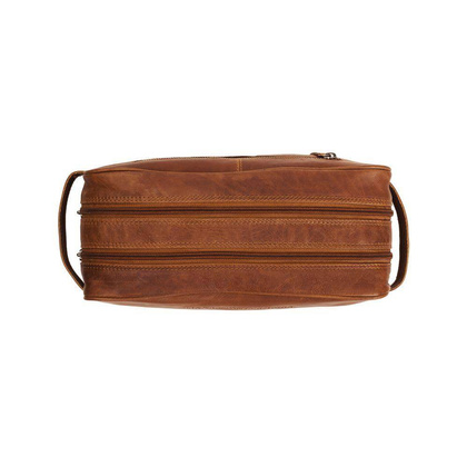 Kosmetyczka skórzana z uszkami Koniak - min. zamówienie 20 / 50 / 100 szt.