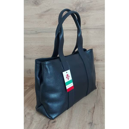 Duża Włoska skórzana torba na ramię mieści XL ,Vera Pelle Czarna  VPA78N