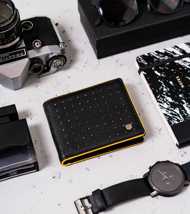 Skorzany sportowy portfel meski z ochrona kart RFID