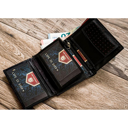 Portfel męski ze skóry z RFID Peterson Czarny