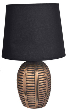 Lampa ceramiczna złoto czarna z czarnym abażurem