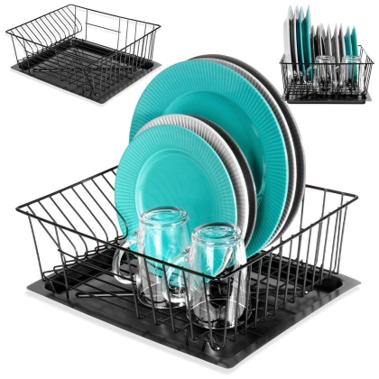 Suszarka na naczynia talerze kubki czarna komorowa ociekacz do naczyń 35x29x13,5 cm