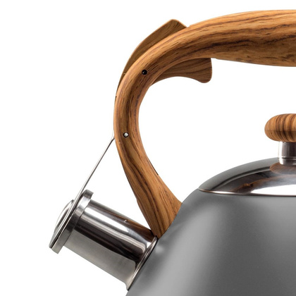 Czajnik stalowy tradycyjny z automatycznym gwizdkiem szary 3 l